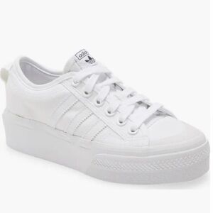 NWT. Adidas Women's White Nizza Platform. Size 8